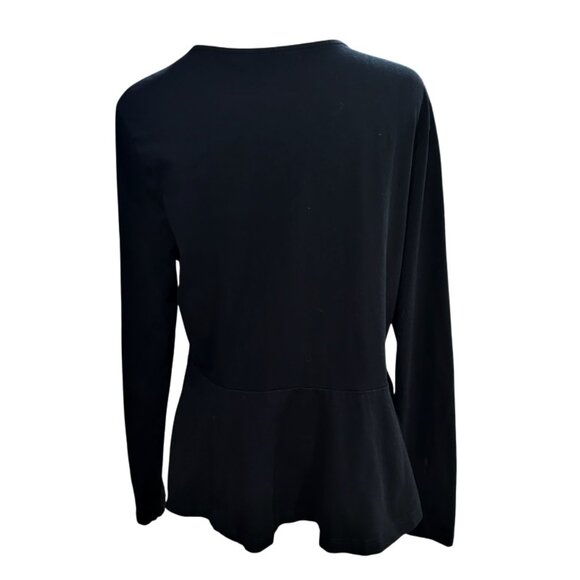 ASOS CURVE Womens Black Peplum Blouse Top Size 14 Long Sleeve Stretch Whimsigoth - Picture 5 of 10